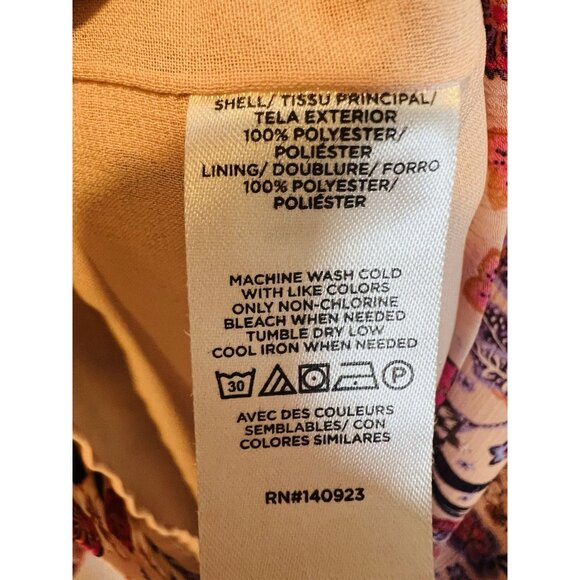 Loft Bloom Bubble Sleeve Henley Top XL Floral Lined Pink Round Neck Buttons - Picture 6 of 6